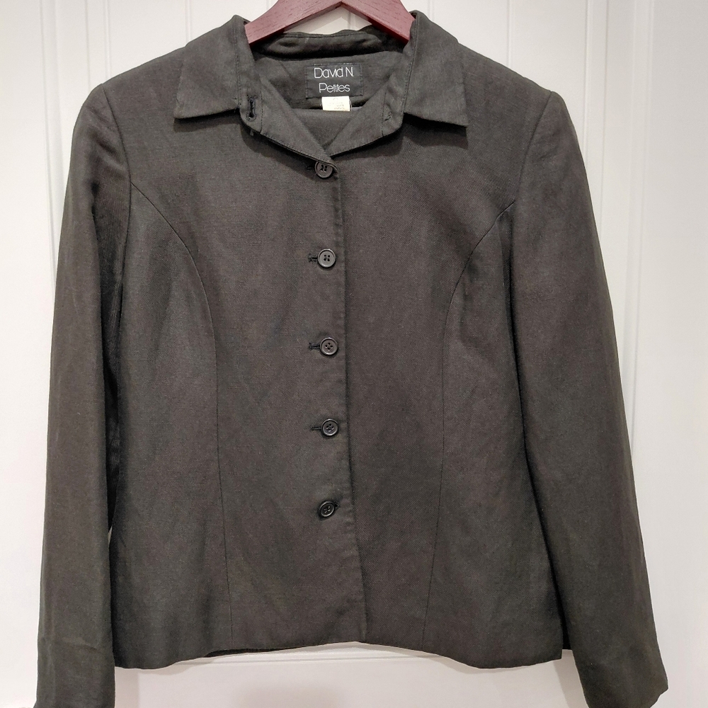 David N Petites Women's Black 2 Piece Suit Sz 6P #0570